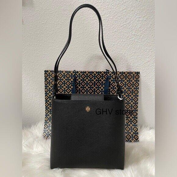 Tory Burch Emerson Saffiano Bucket Bag Crossbody Bag Black