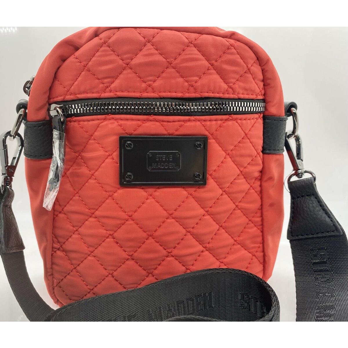 Steve Madden Red Nylon Quilted Crossbody Bag