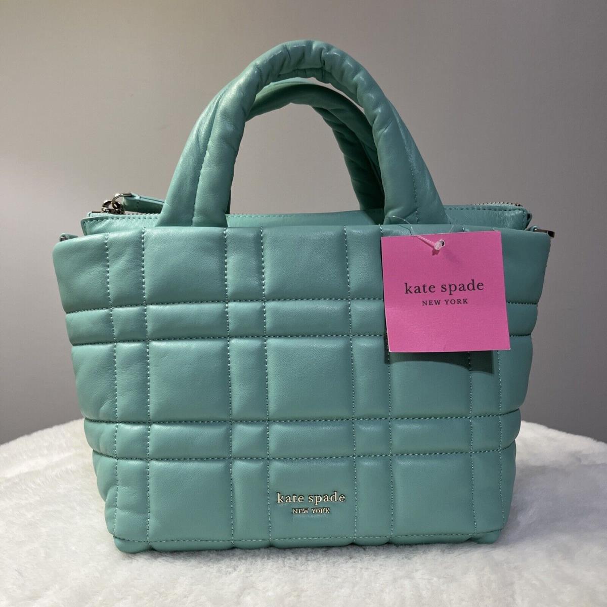 Kate Spade Softwhere Quilted Leather Mini Tote Crossbody Teal Green