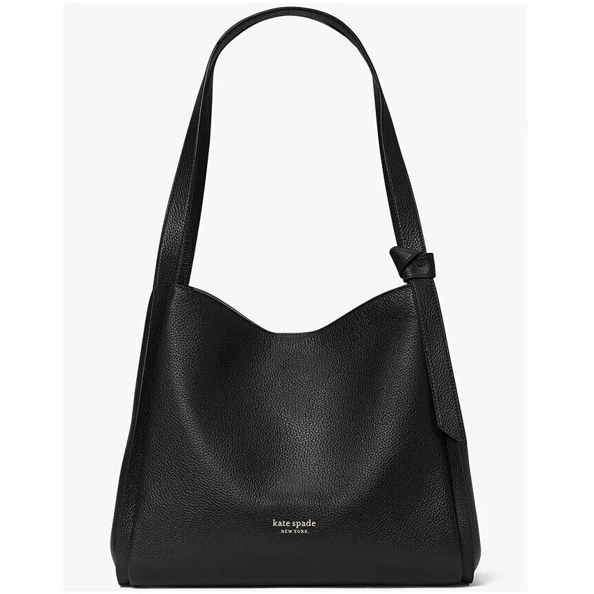 Kate Spade Knott Pebbled Leather Large Shoulder Bag Packaging Black
