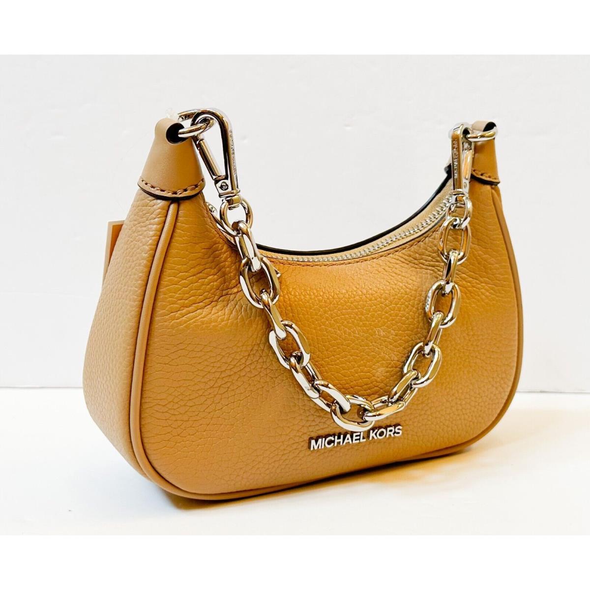 Michael Kors Cora Mini Zip Pouchette Chain Shoulder Crossbody Bag CAMEL