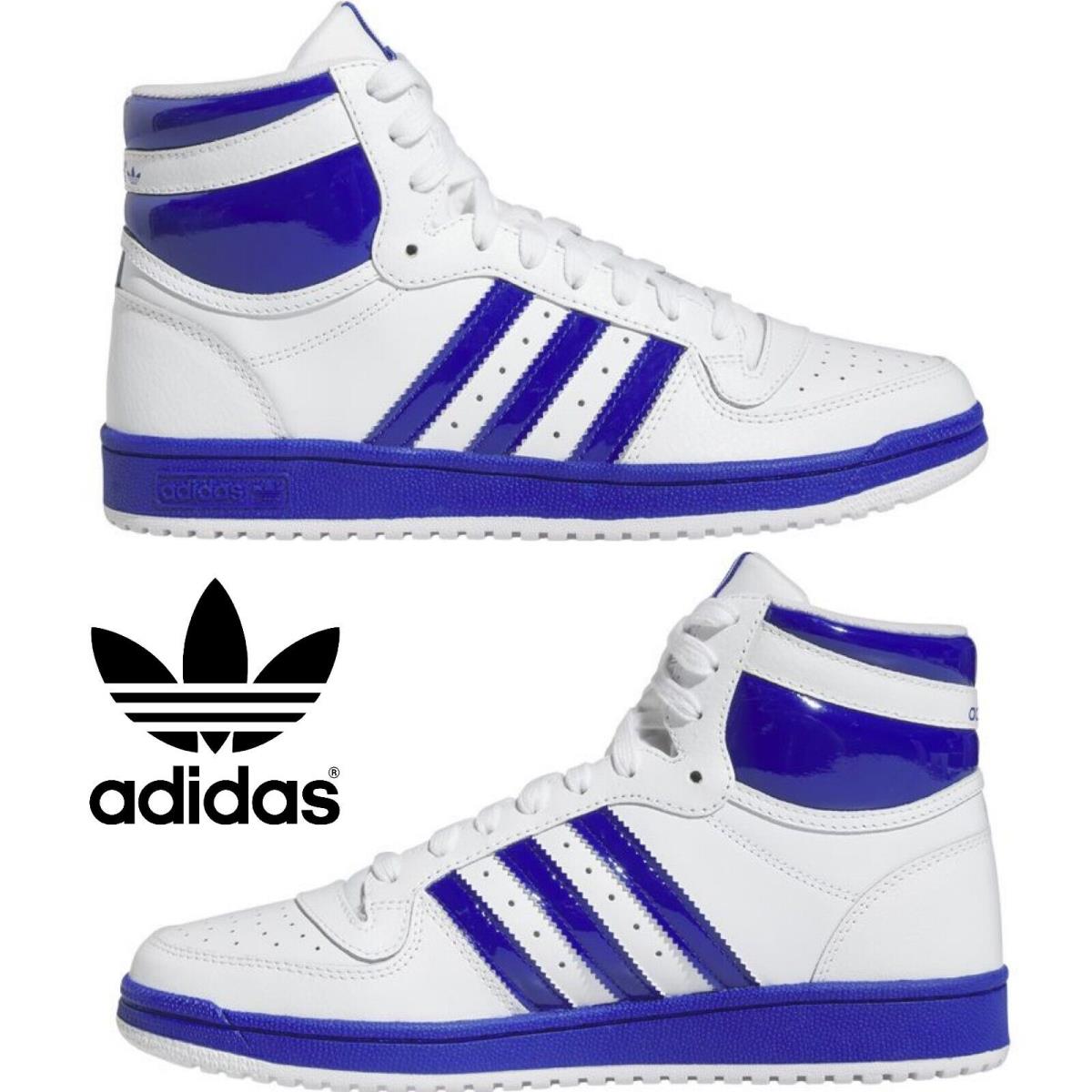 Adidas Originals Top Ten Men`s Sneakers Comfort Casual Shoes High Top White Blue