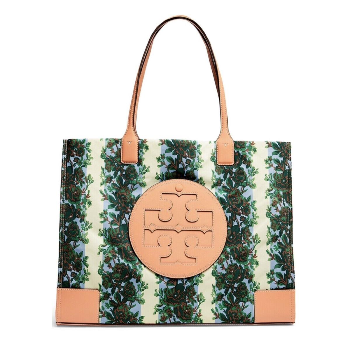 Tory Burch Ella Rayure Fleurie Green Flower-print Recycled Tote Bag