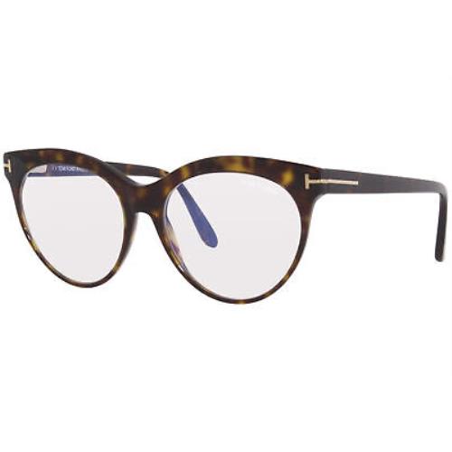 Tom Ford TF5827-B 052 Eyeglasses Women`s Dark Havana/blue Block Full Rim 55mm