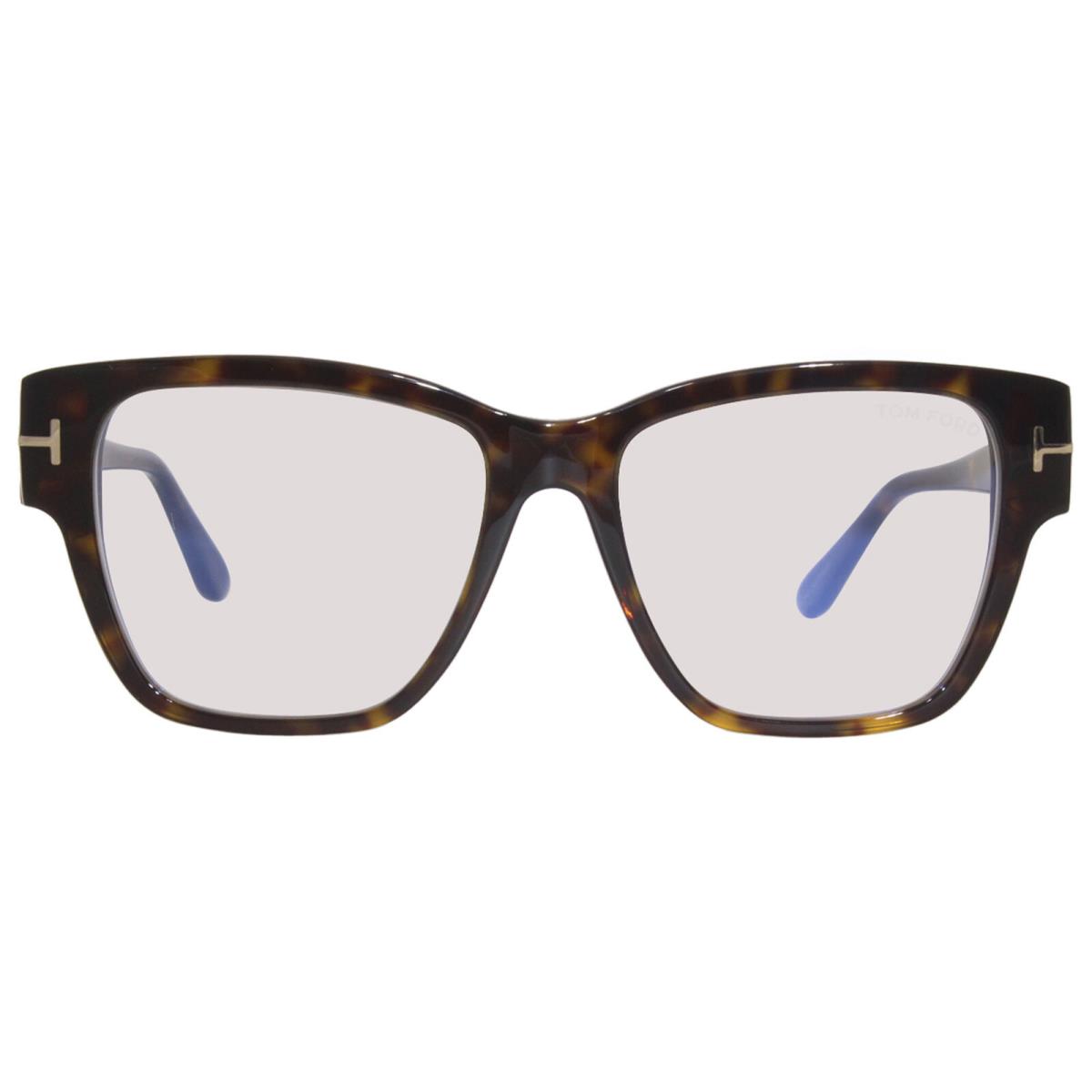 Tom Ford TF5745-B 052 Eyeglasses Women`s Shiny Havana/blue Block Full Rim 54mm