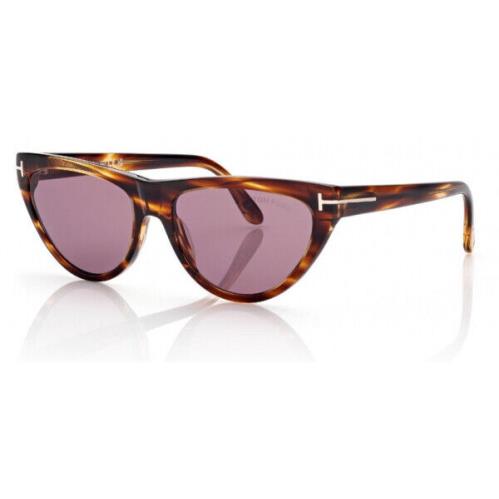 Tom Ford FT0990 55Y Sunglasses Coloured Havana Frame Violet Lenses 56 Mm