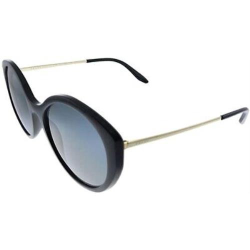 Prada PR 18XS 1AB5Z1 Black Plastic Round Sunglasses Grey Polarized Lens