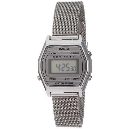 Casio LA690WEM-7 Women`s Vintage Youth Silver Mesh Band Alarm Chronograph