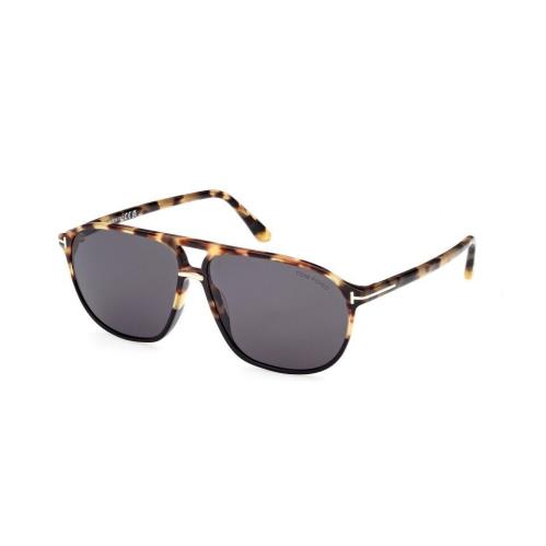 Tom Ford FT1026 Bruce 05A Shiny Black Havana/brown Men`s Sunglasses - Black And Grey Havana Frame, Brown Lens