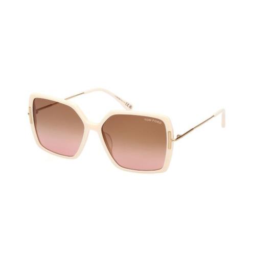 Tom Ford FT1039 Joanna 25F Shiny Ivory/amber Butterfly Women`s Sunglasses