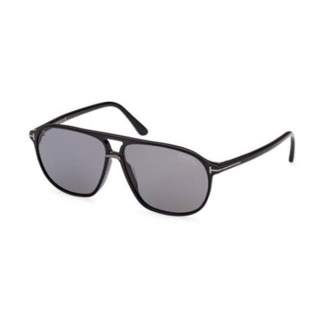 Tom Ford FT1026 Bruce 01D Shiny Black /smoke Polarized Men`s Sunglasses - Black Frame, Smoke Lens