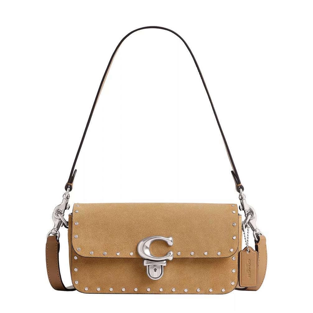 Coach Women`s Studio Baguette with Rivets Leather Shoulder Bag