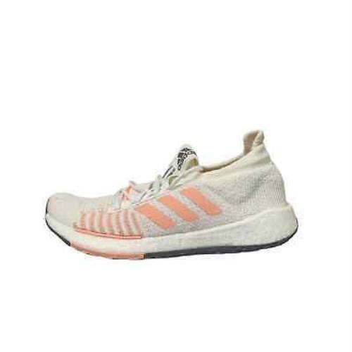 Adidas Womens Pulseboost HD Running Shoes Size 6 White Pink Trainer Logo - White
