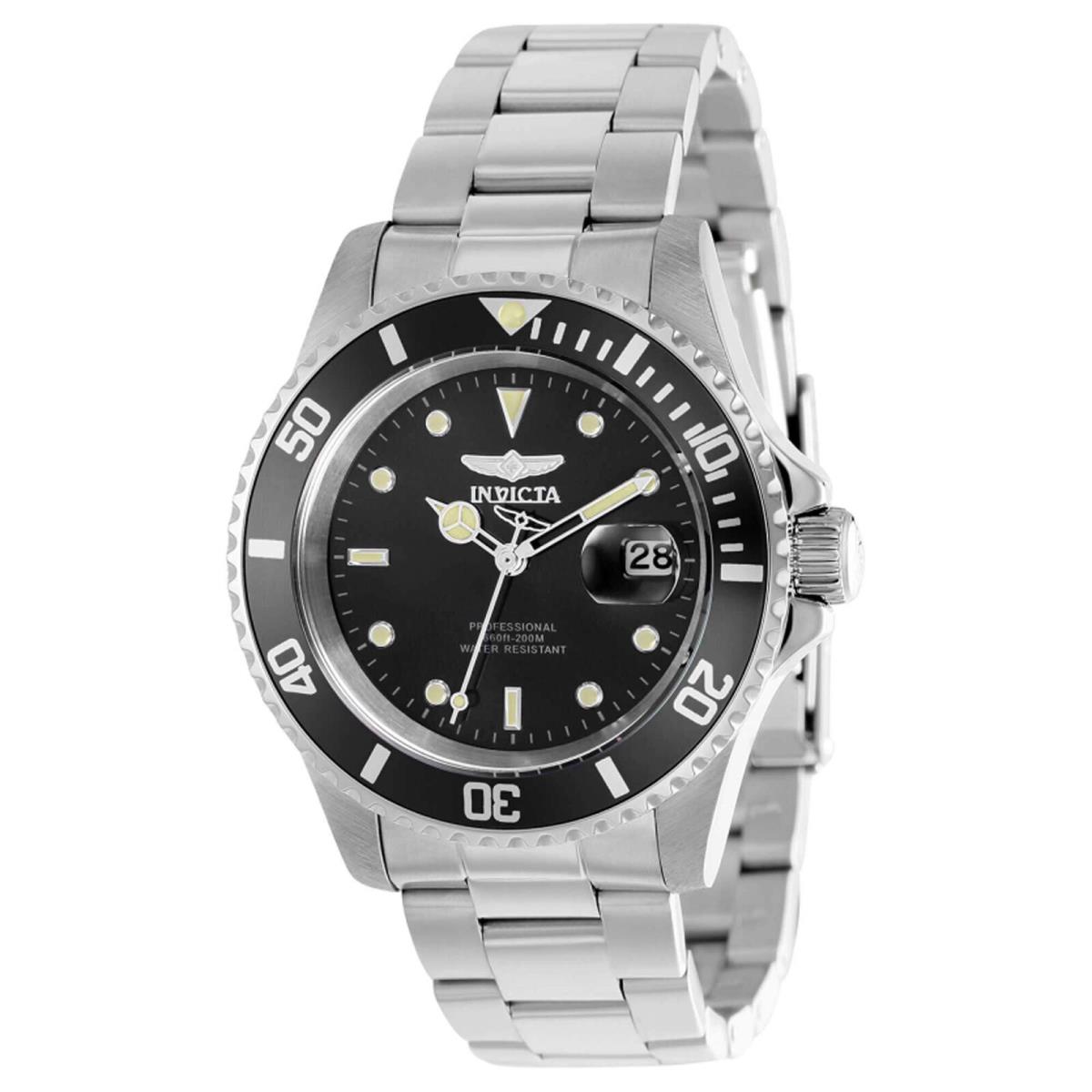 Invicta Men`s Watch Pro Diver Quartz Silver Tone and Black Rotating Bezel 37155