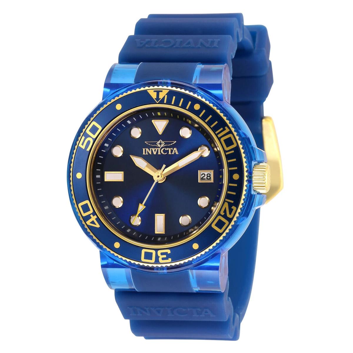 Invicta Pro Diver Anatomic Women`s Watch - 40mm Transparent Blue 35234 - Dial: Blue, Band: Blue