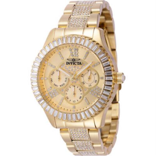 Invicta Specialty Gmt Quartz Crystal Gold Dial Unisex Watch 44243