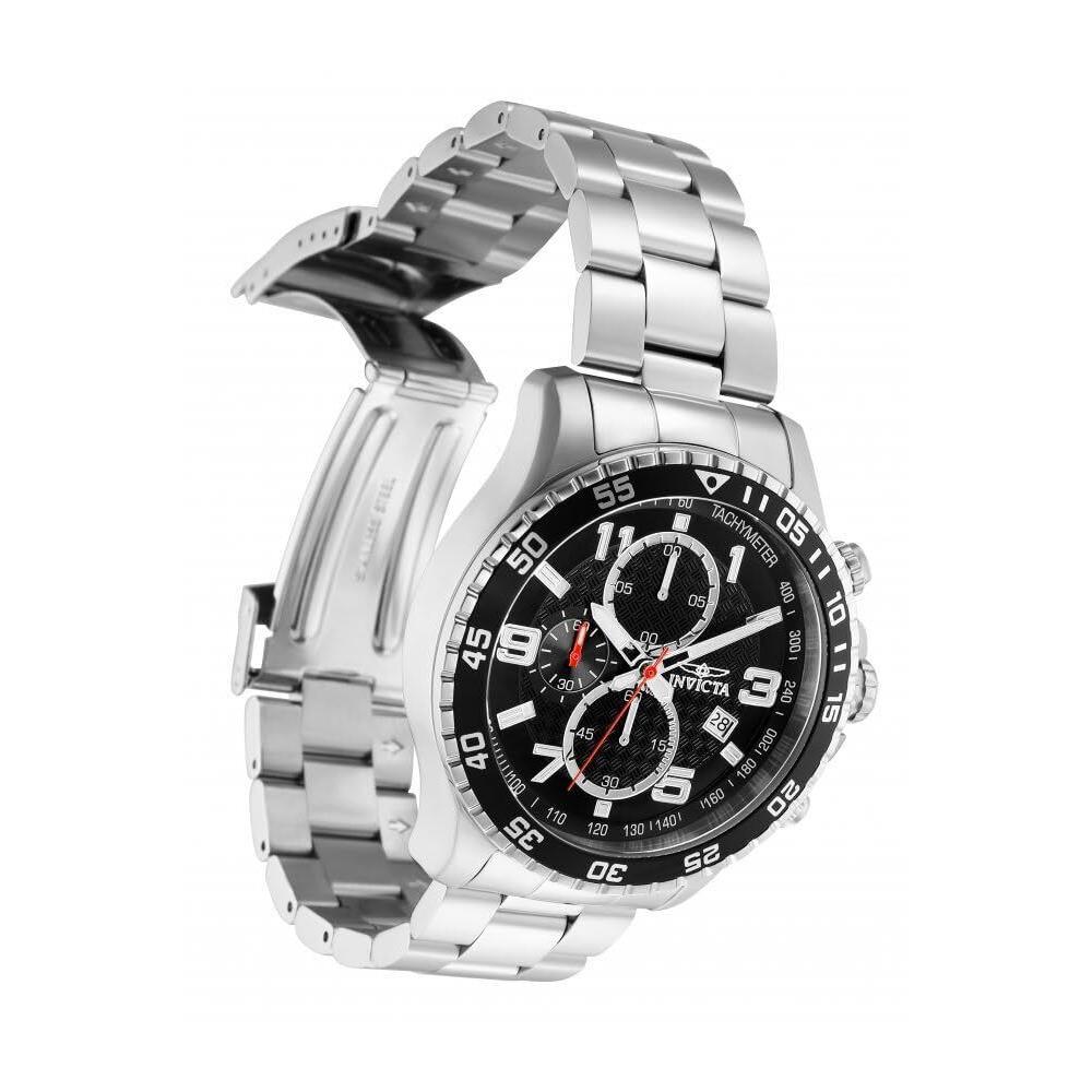 Invicta Men`s 14875 Specialty Chronograph Black Textured Dial Stainless - Silver Tone/Black, Dial: Black, Band: Silver