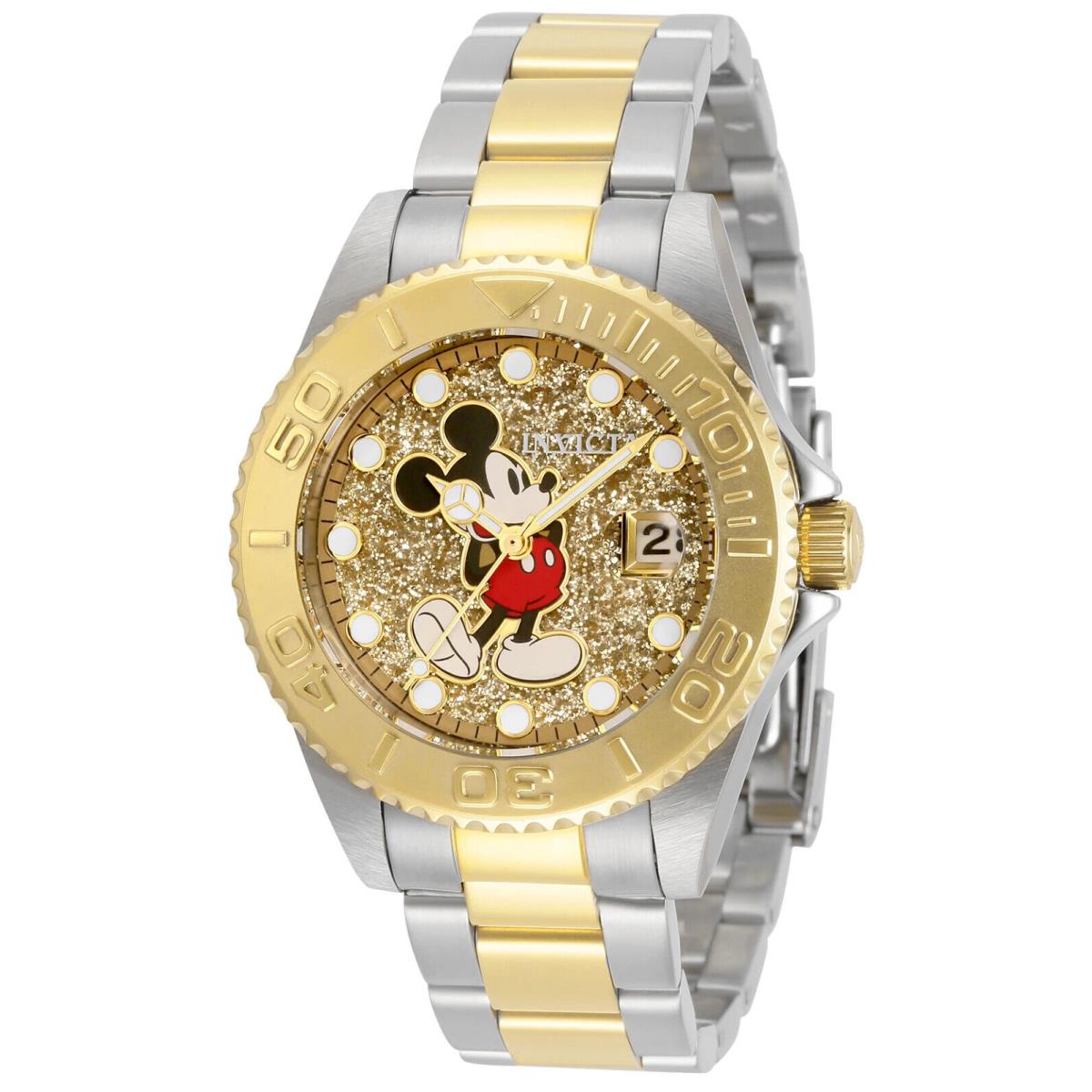 Invicta Disney Mickey Mouse Women`s Watch - 38mm Steel Gold 30635 - Dial: Gold, Band: Gold, Silver