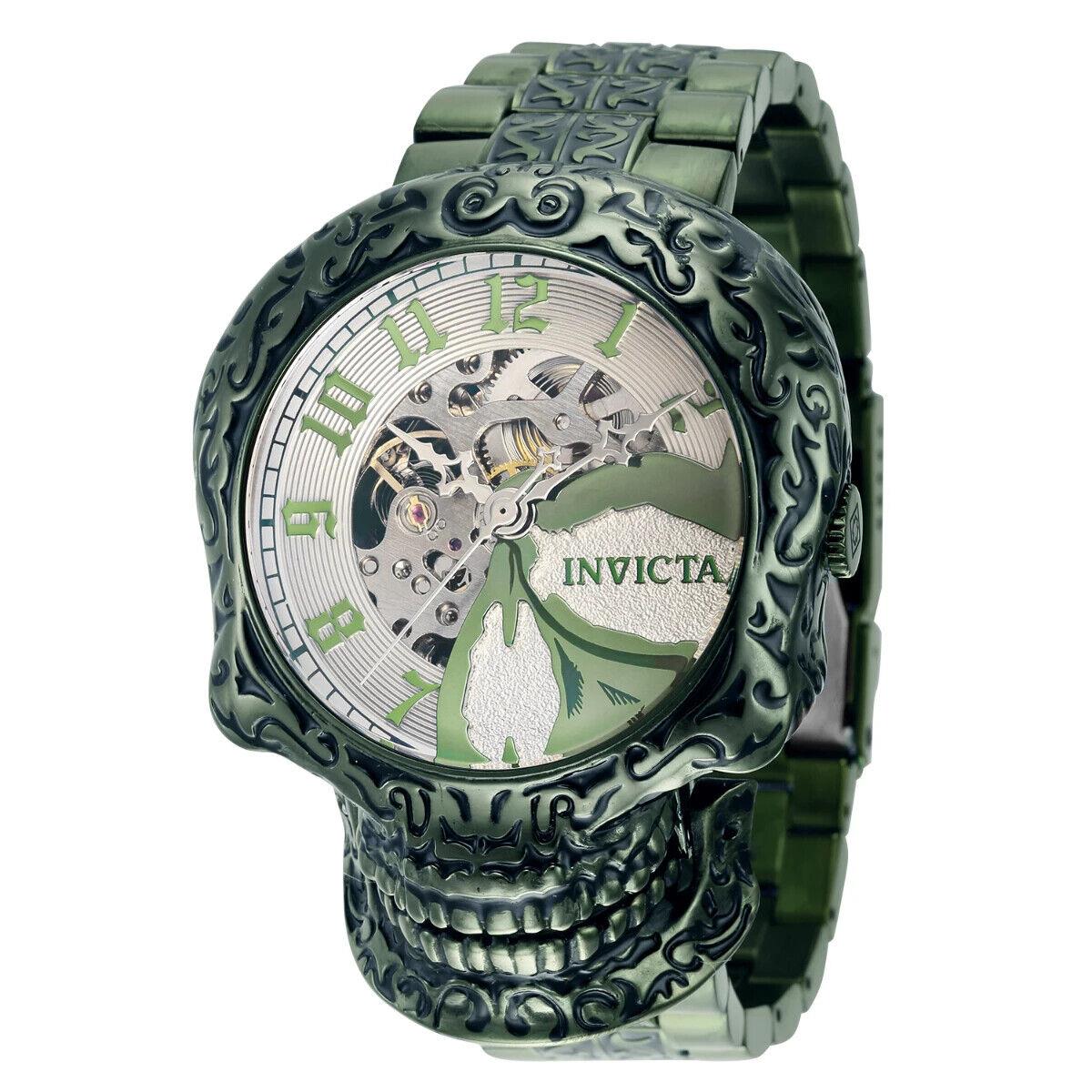 Invicta Artist Automatic Men`s Watch - 50.5mm Green 40761 - Silver Dial, Green Band