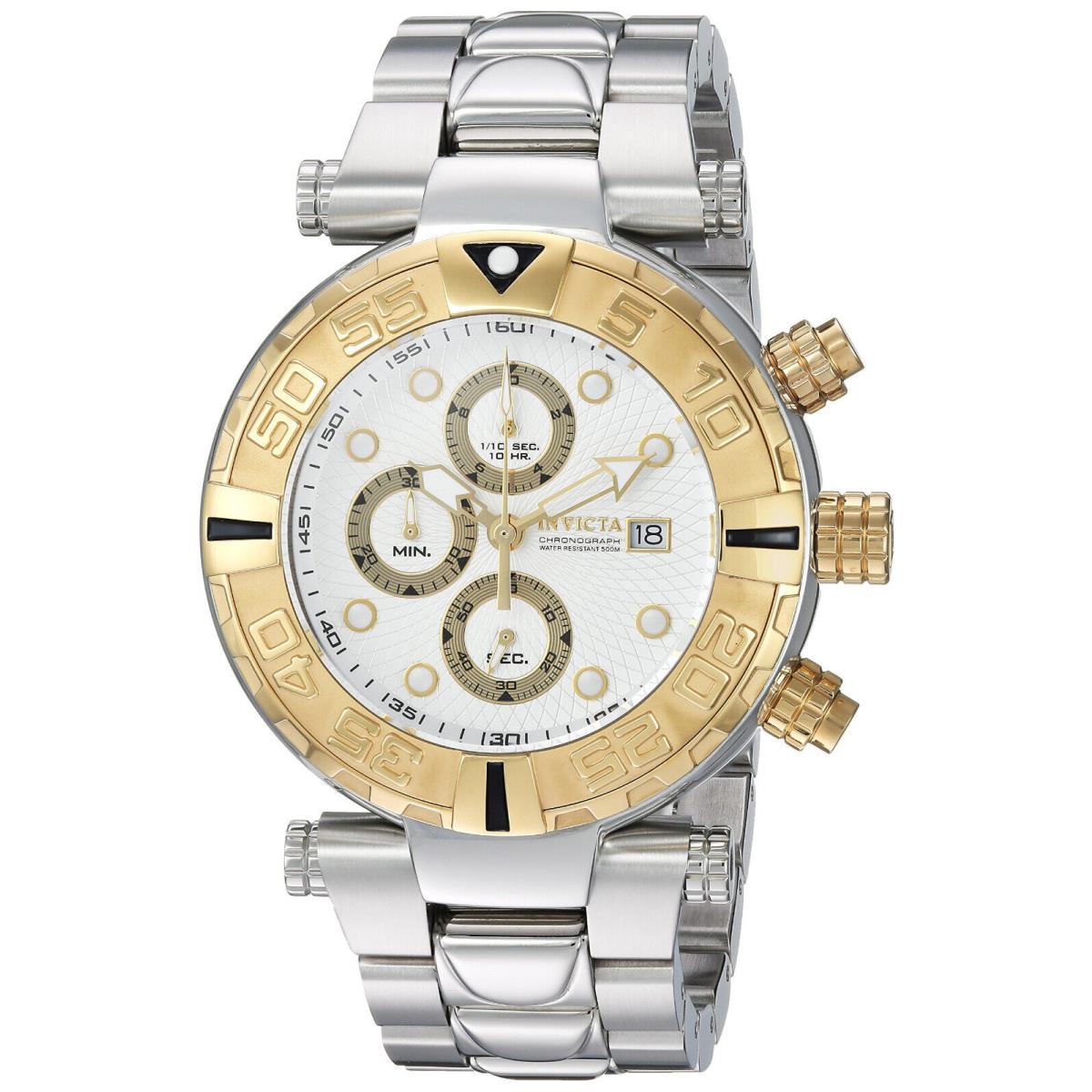 Invicta 24983 Subaqua Swiss Quartz 47mm Stainless Steel Watch - Dial: White, Bezel: Gold