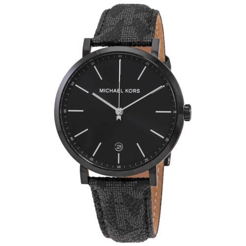 Michael Kors Irving Men`s Black Pvc Leather Stainless Steel Watch MK8812