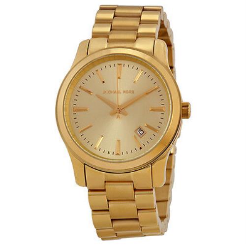 Michael Kors Runway Gold Tone Stainless Steel Classic Bracelet Watch MK5160 - Dial: Yellow Gold, Band: Yellow Gold