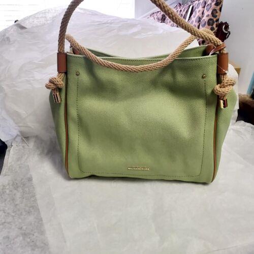 Michael Kors Isla Large Grab Bag Sage Green Canvas Tote Bag