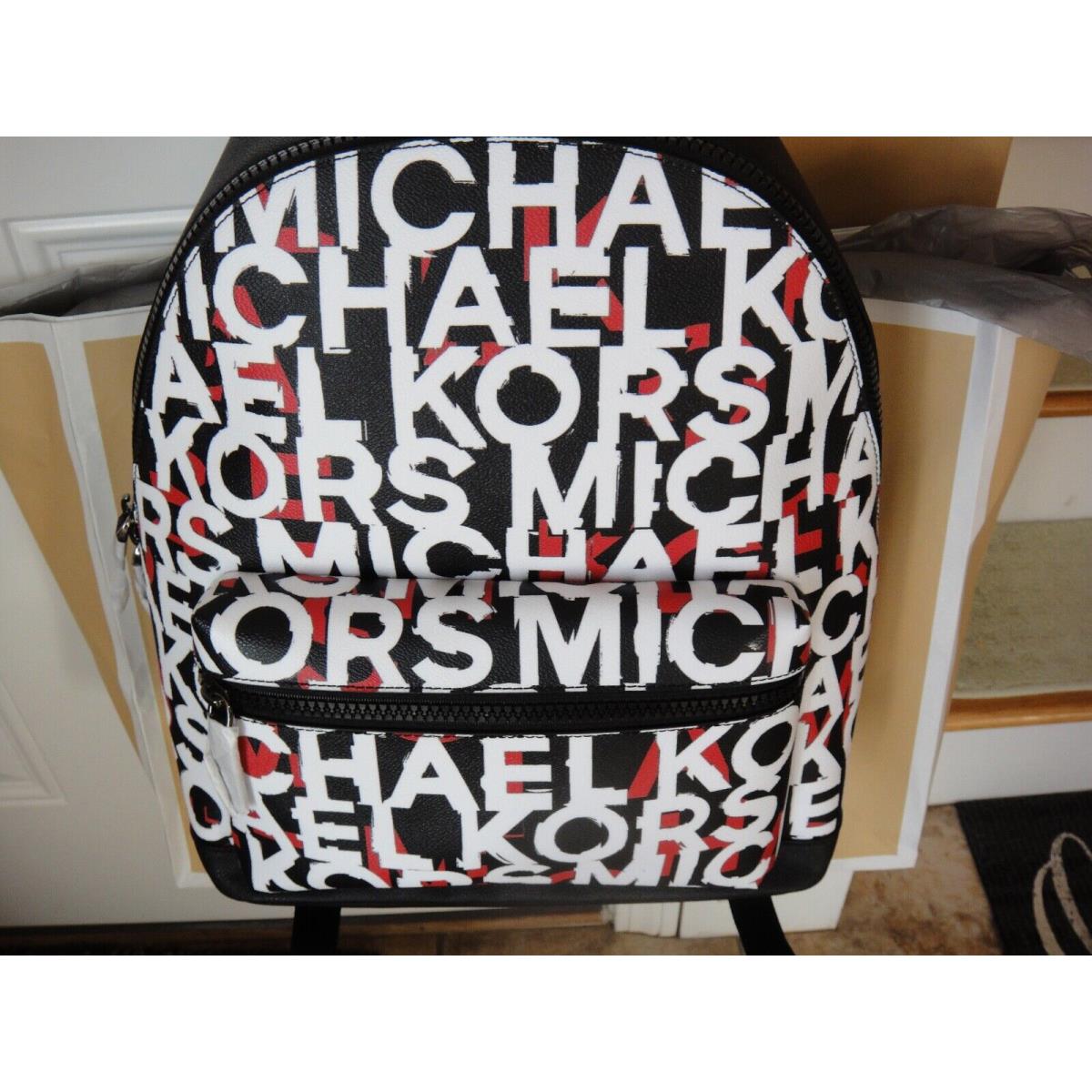 Michael Kors Mens Cooper Monogram Backpack Bag Black/mandar