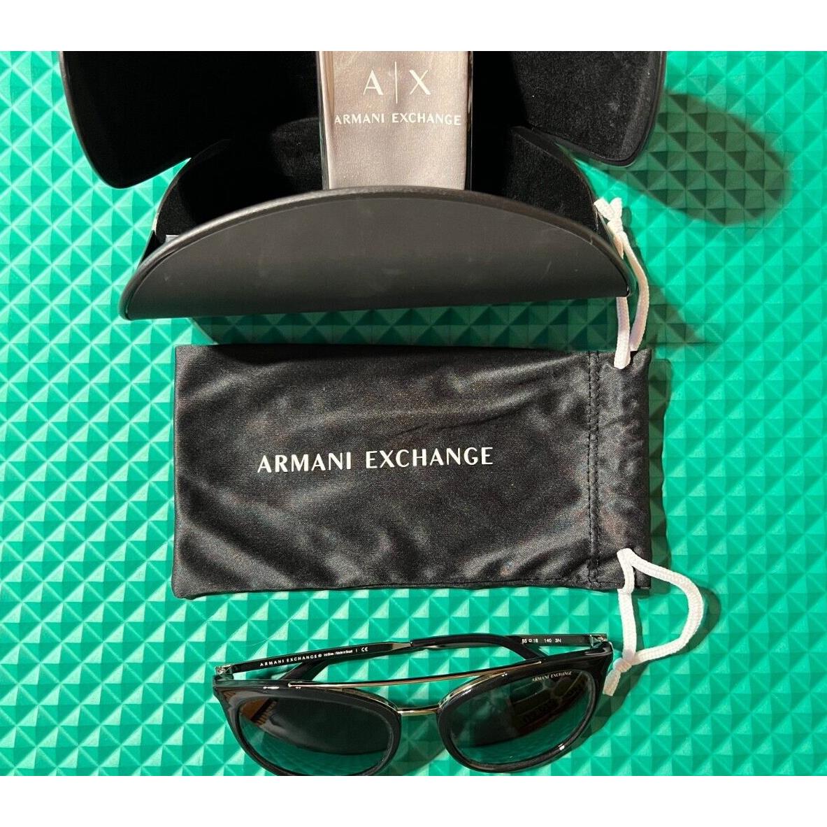 Armani Exchange AX 4068S 815887 Shiny Black Grey Lenses Sunglasses See Desc