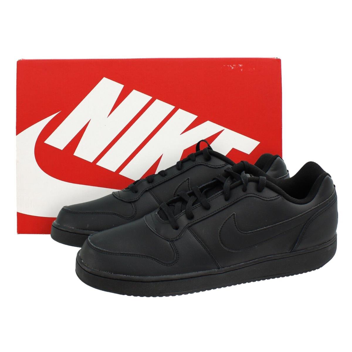 Nike Men`s Ebernon Low Sneakers AQ1775 Stitched Leather Retro-style Court Shoes - Black - 003