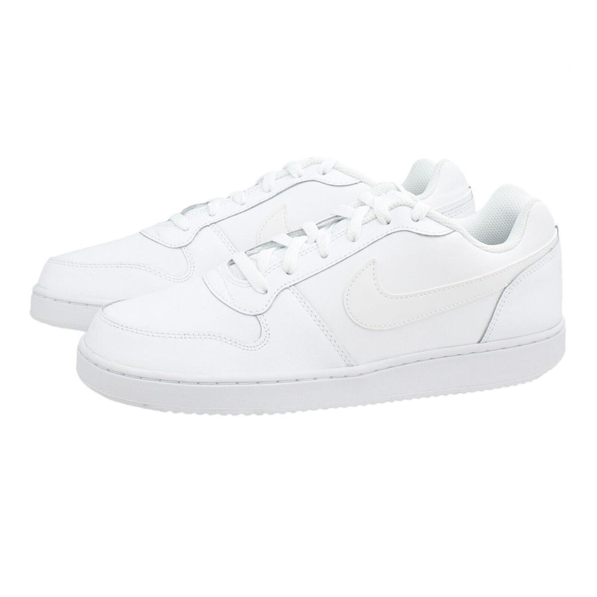 Nike Men`s Ebernon Low Sneakers AQ1775 Stitched Leather Retro-style Court Shoes White - 100