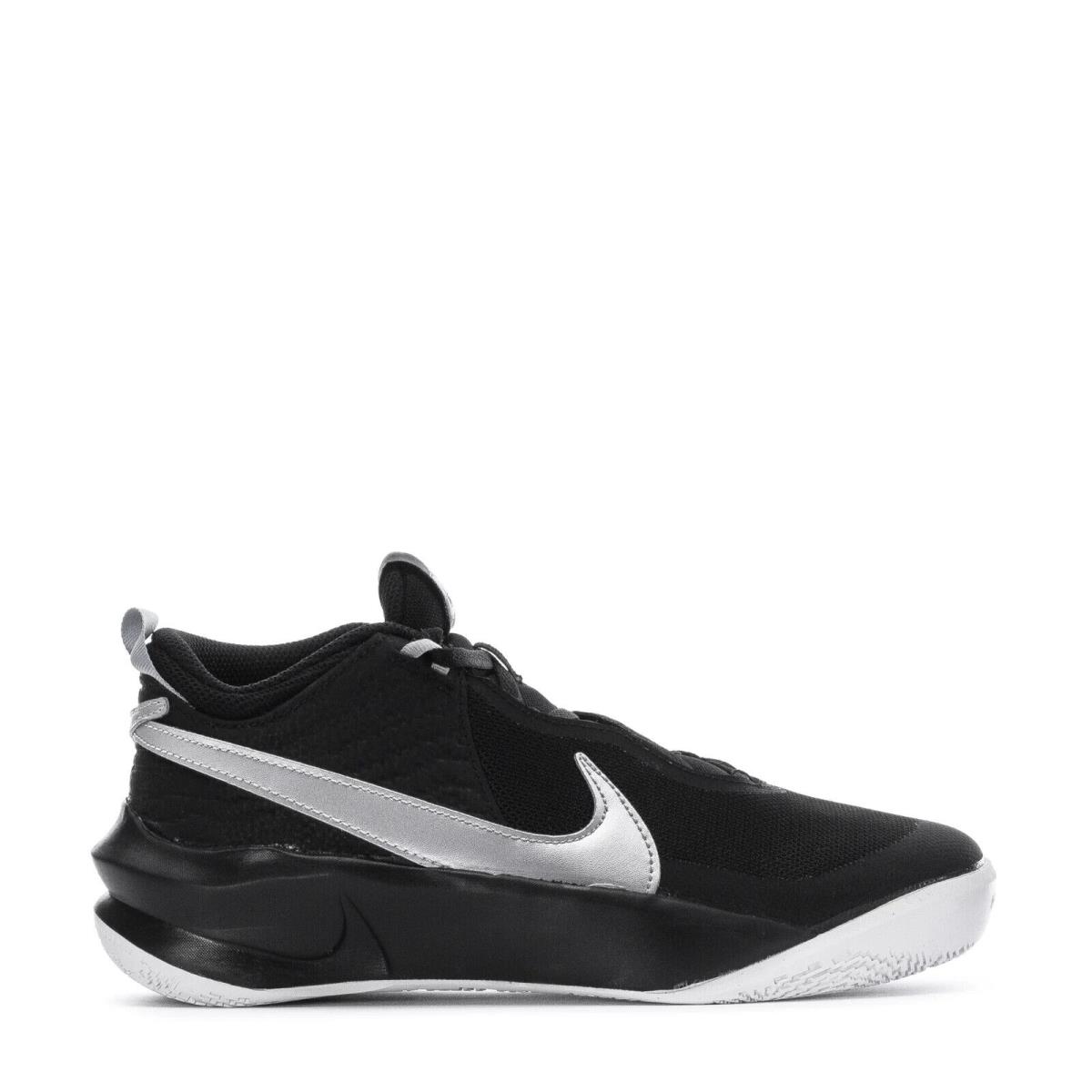 Big Kids Nike Team Hustle D10 Basketball Shoes CW6735-004 Black Silver - Black