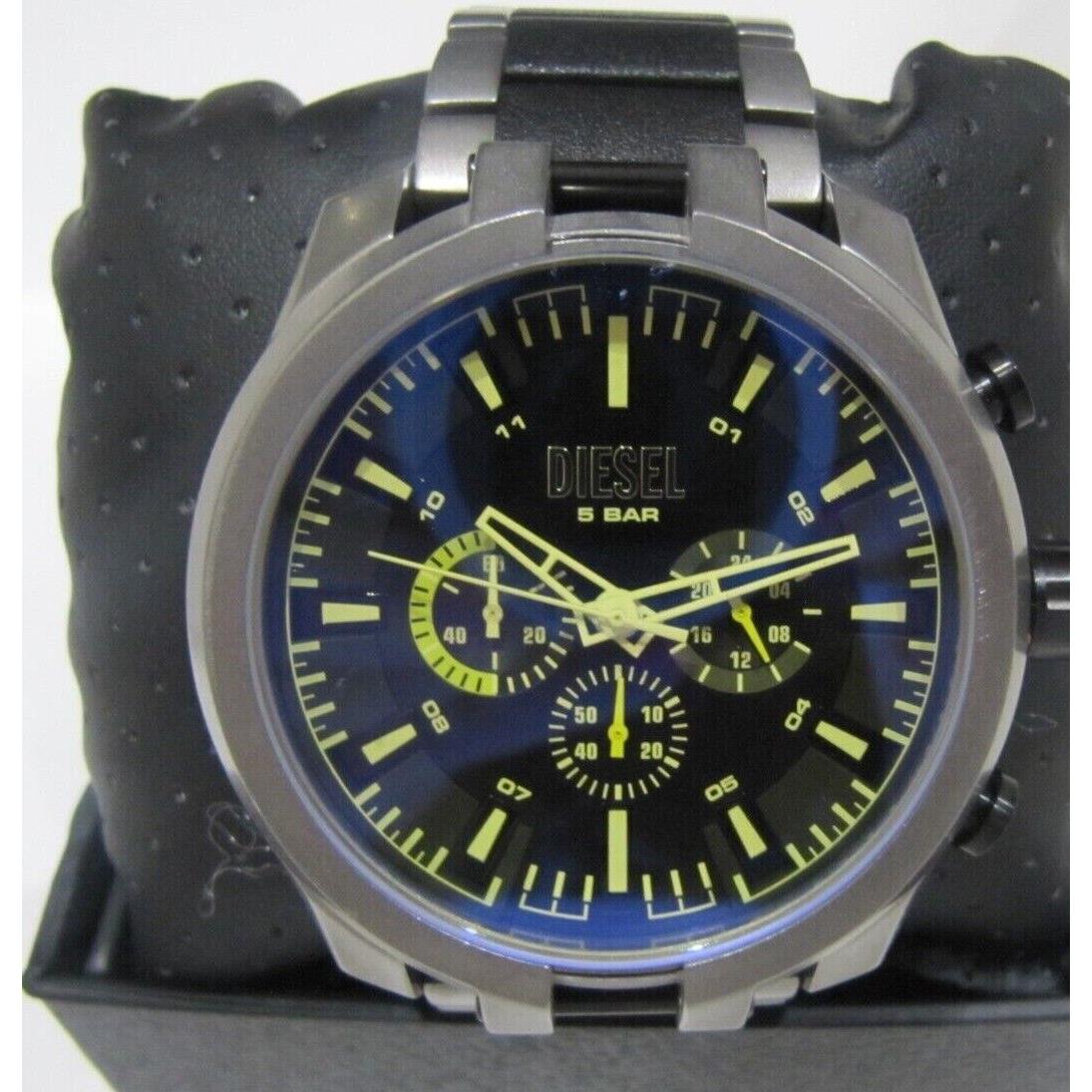 Diesel DZ4587 Men`s Split Chronograph Black Silver Stainless Watch