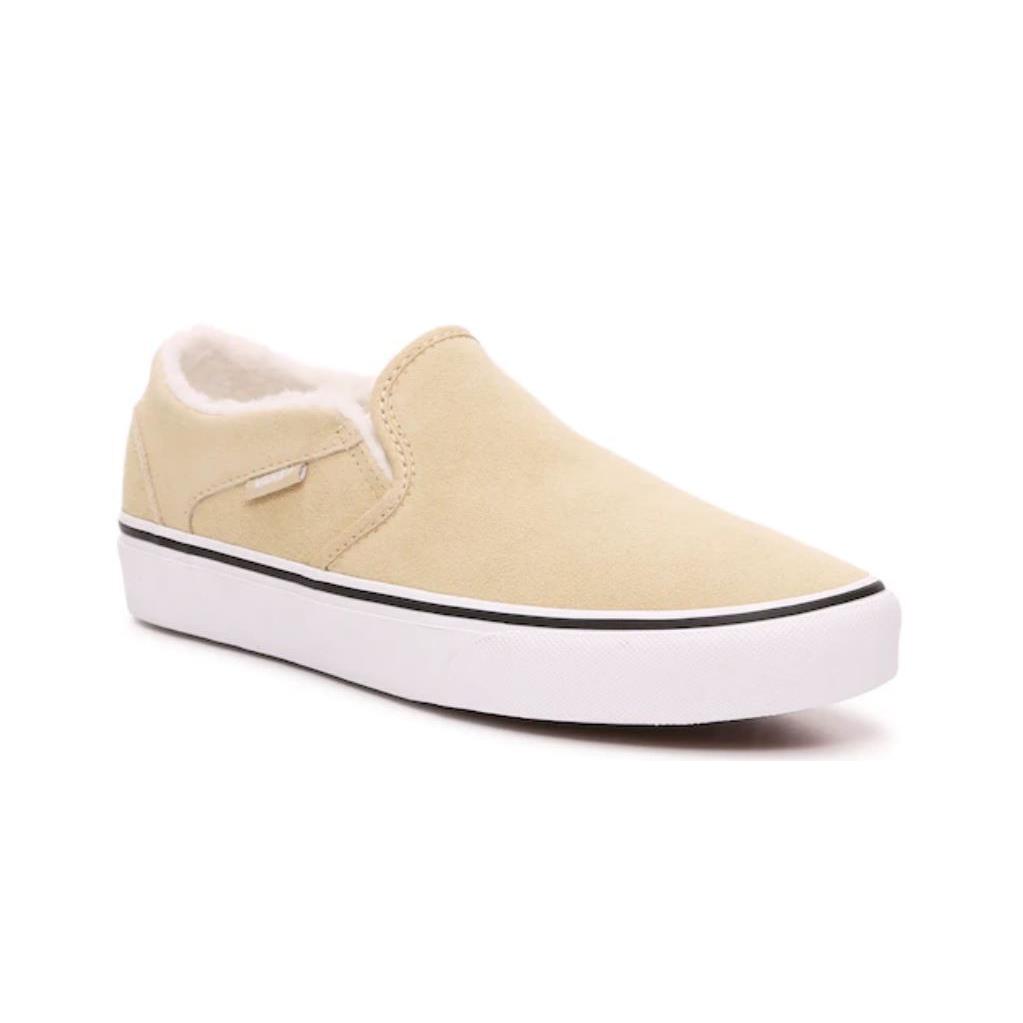 Vans Asher Women`s Suede Sherpa Desert Taupe Slip-on Shoes Various Sizes - Beige