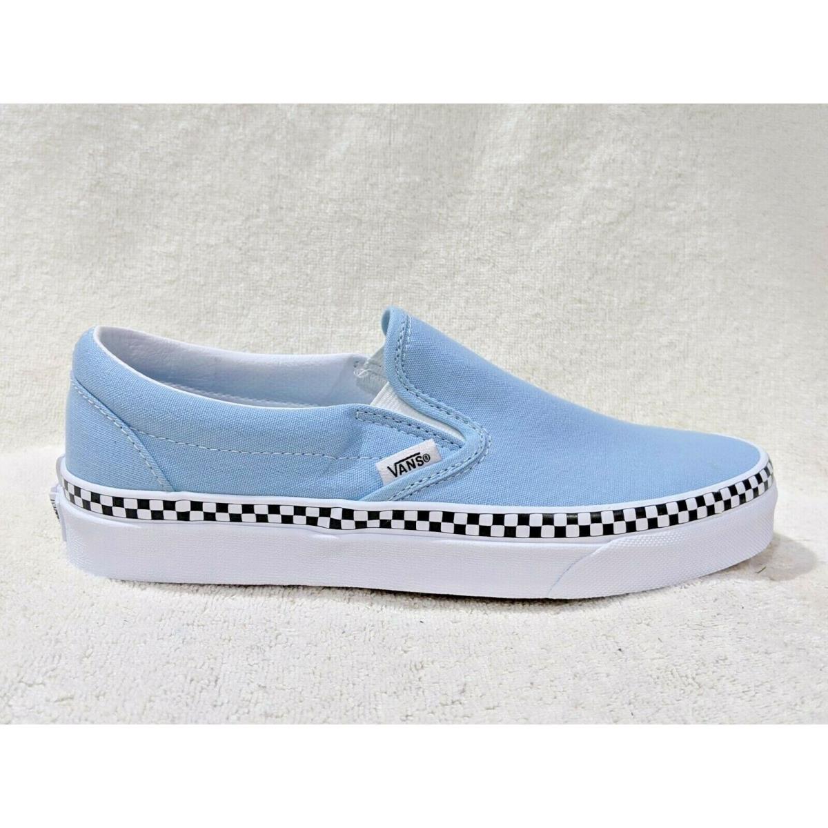 Blue vans with hot sale checkered foxing