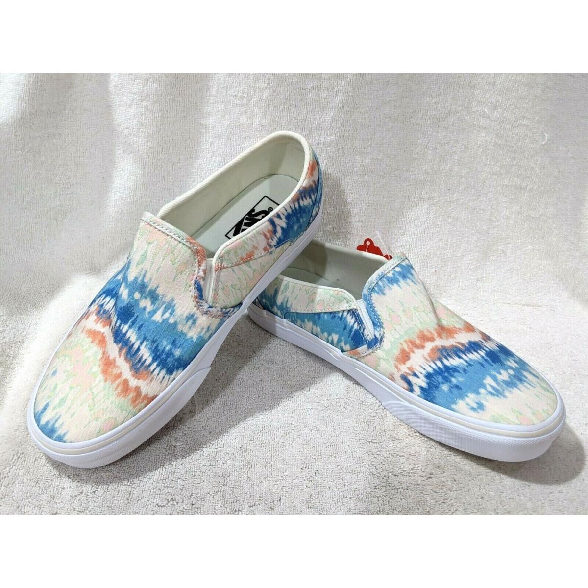 Vans Women`s Asher Psychadelic Tie Dye Canvas Slip On Skate Shoes-asst Sizes