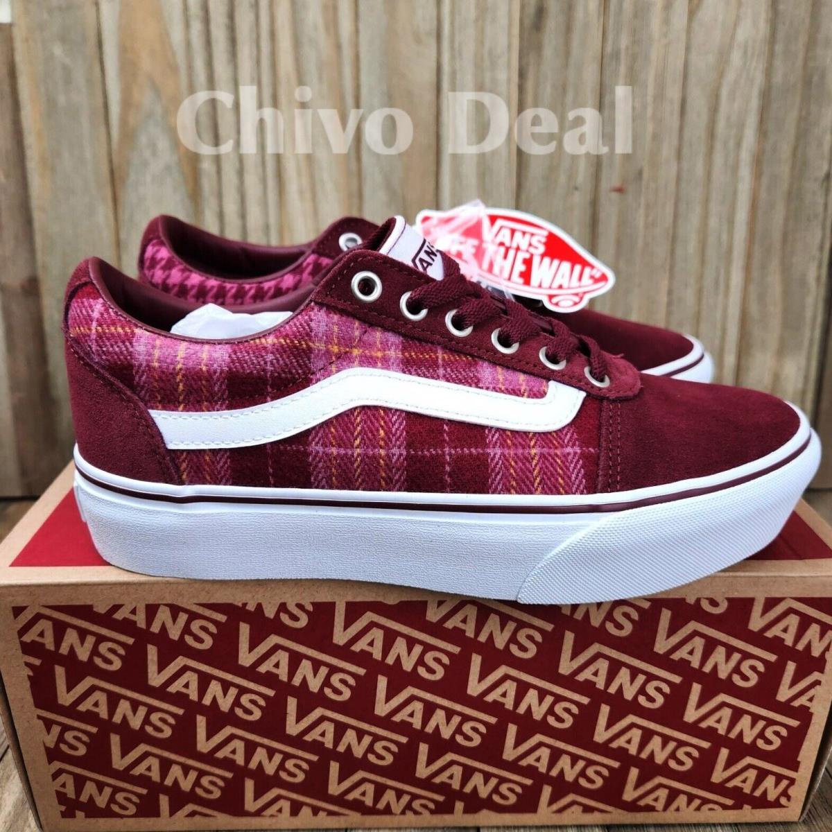 Burgundy on sale platform vans