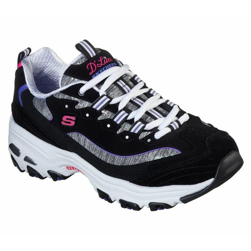 Womens Skechers 149060 Athletic Sport D`lites Sparkling Rain Shoes Black Purple