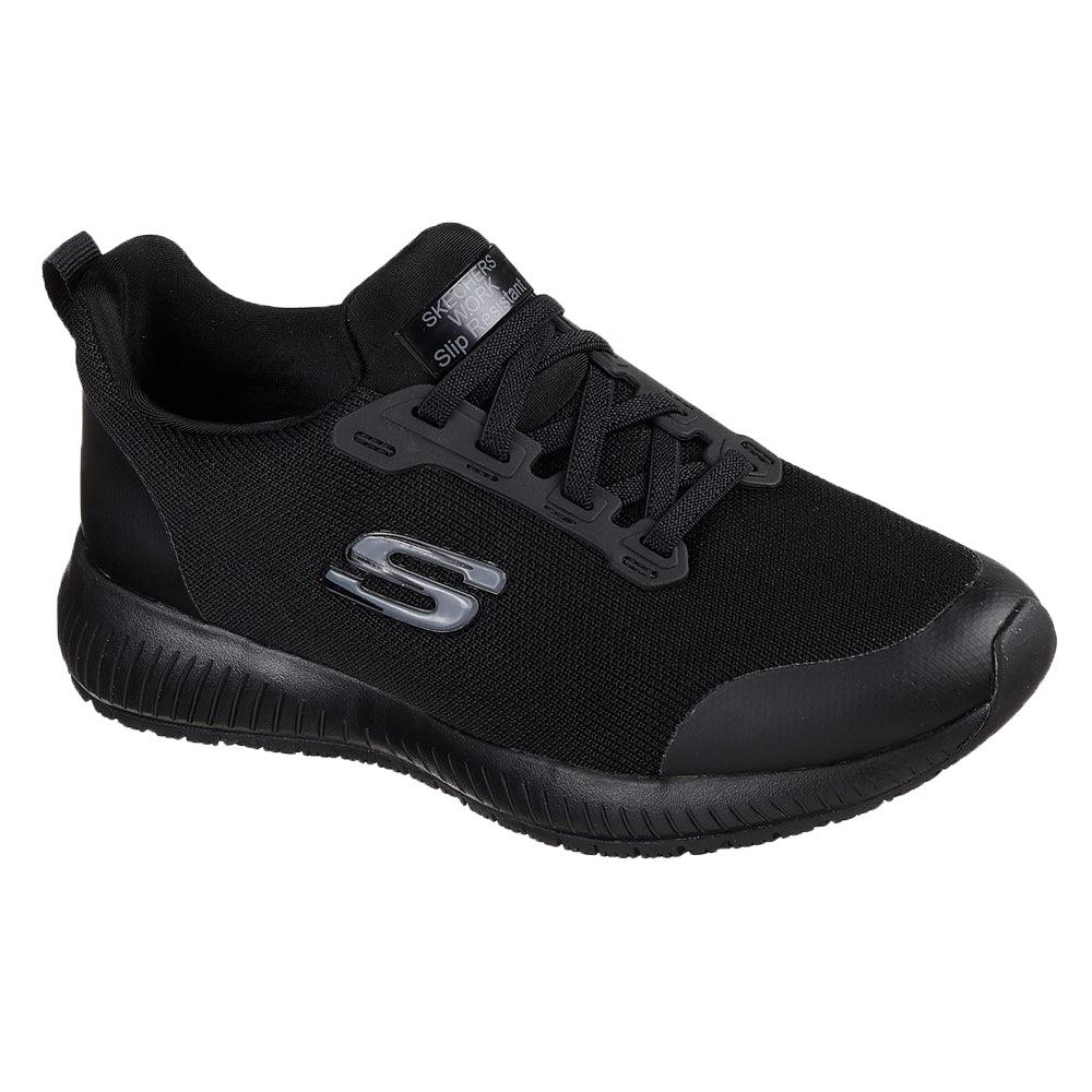 Skechers Women`s 77222 Squad SR Black Slip Resistant Work Shoes