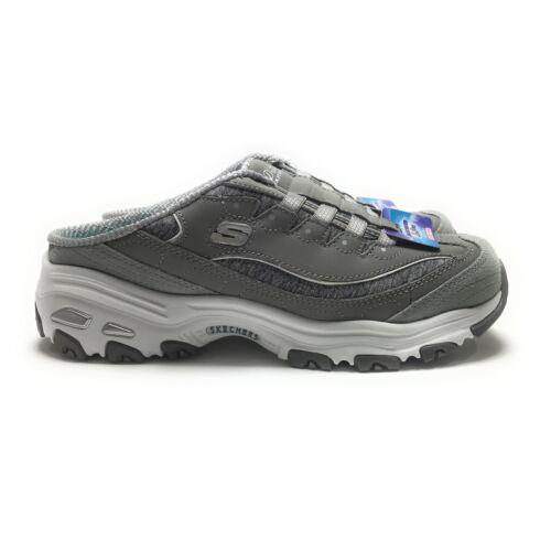 Skechers Womens D`lites Resilient Memory Foam Gray White Slip On Shoes Sz 9.5-10 - Gray