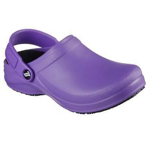 Skechers Women 108067 Arch Fit Riverbound Pasay Slip Resistant Work Shoes Clogs - Purple
