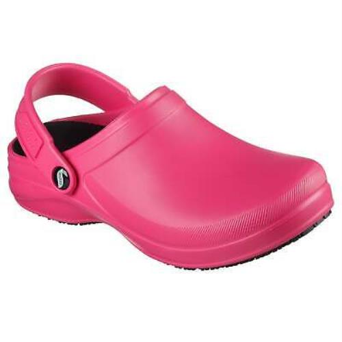 Skechers Womens 108067 Arch Fit Riverbound Pasay Slip Resistant Work Shoes Clogs - Pink