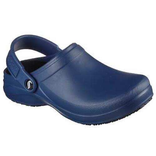 Skechers Womens 108067 Arch Fit Riverbound Pasay Slip Resistant Work Shoes Clogs - Navy