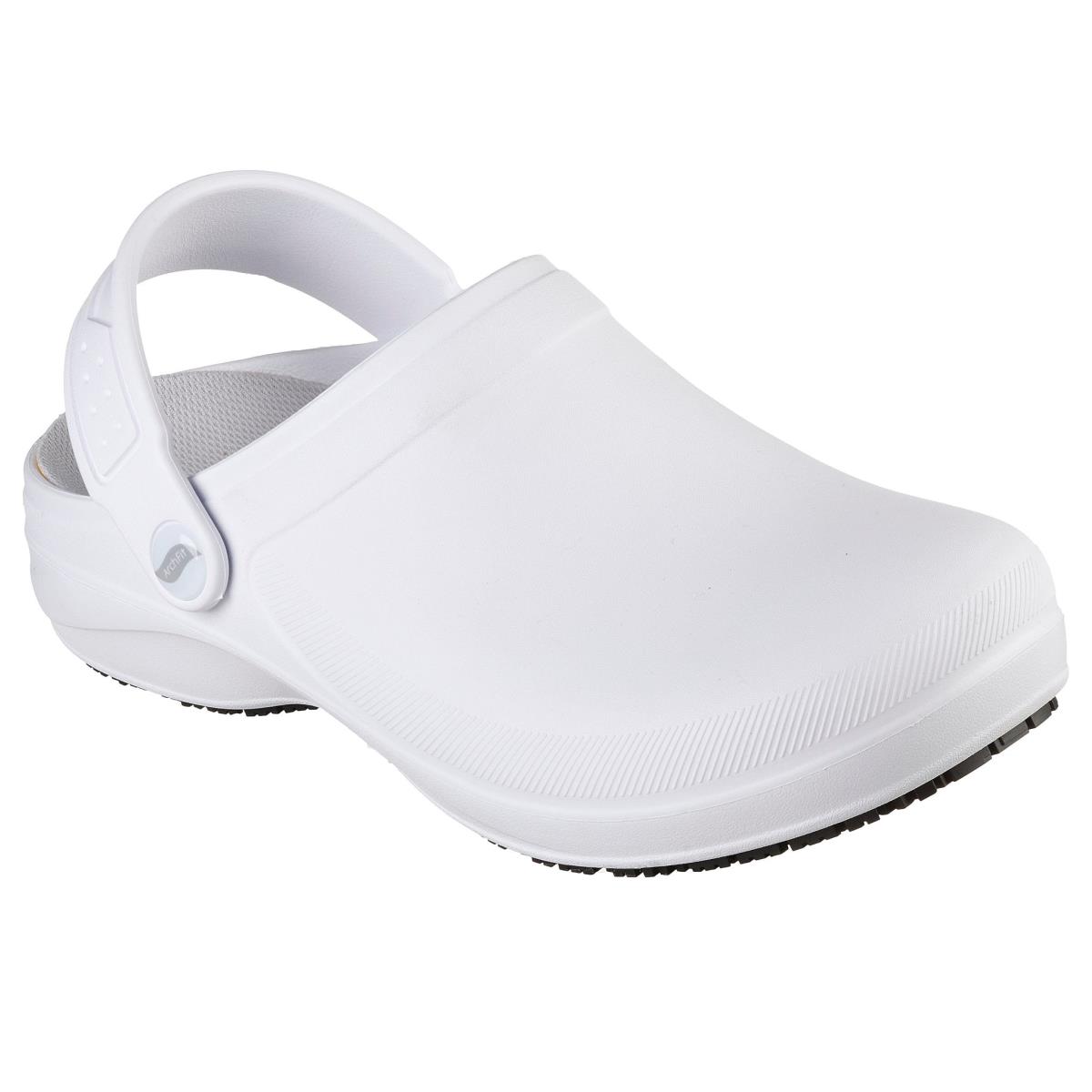 Skechers Womens 108067 Arch Fit Riverbound Pasay Slip Resistant Work Shoes Clogs - White