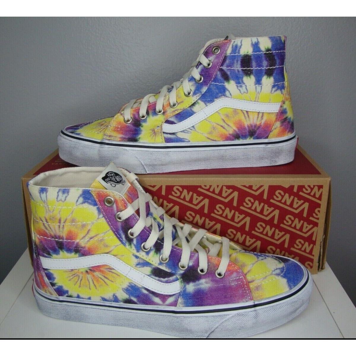 Vans Sk8-Hi Tapered Skate Shoes 11 Rainbow Tie Dye Hippie Clown Psychedelic