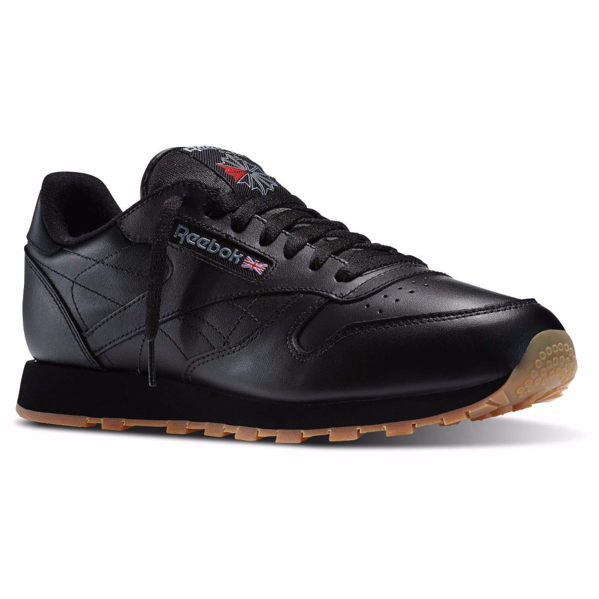 Reebok Classic Leather Black Gum 49798 Mens Classic Running Shoes