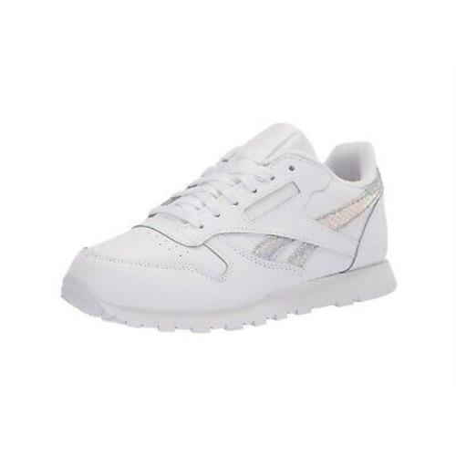 Reebok GS Kid`s Classic Leather Running Shoes FX9646 - White/silver - White
