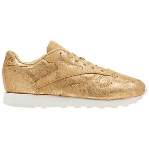 Reebok Classic Leather Shimmer Gold/chalk Women`s Shoes CN0574 - (GOLD/CHALK)