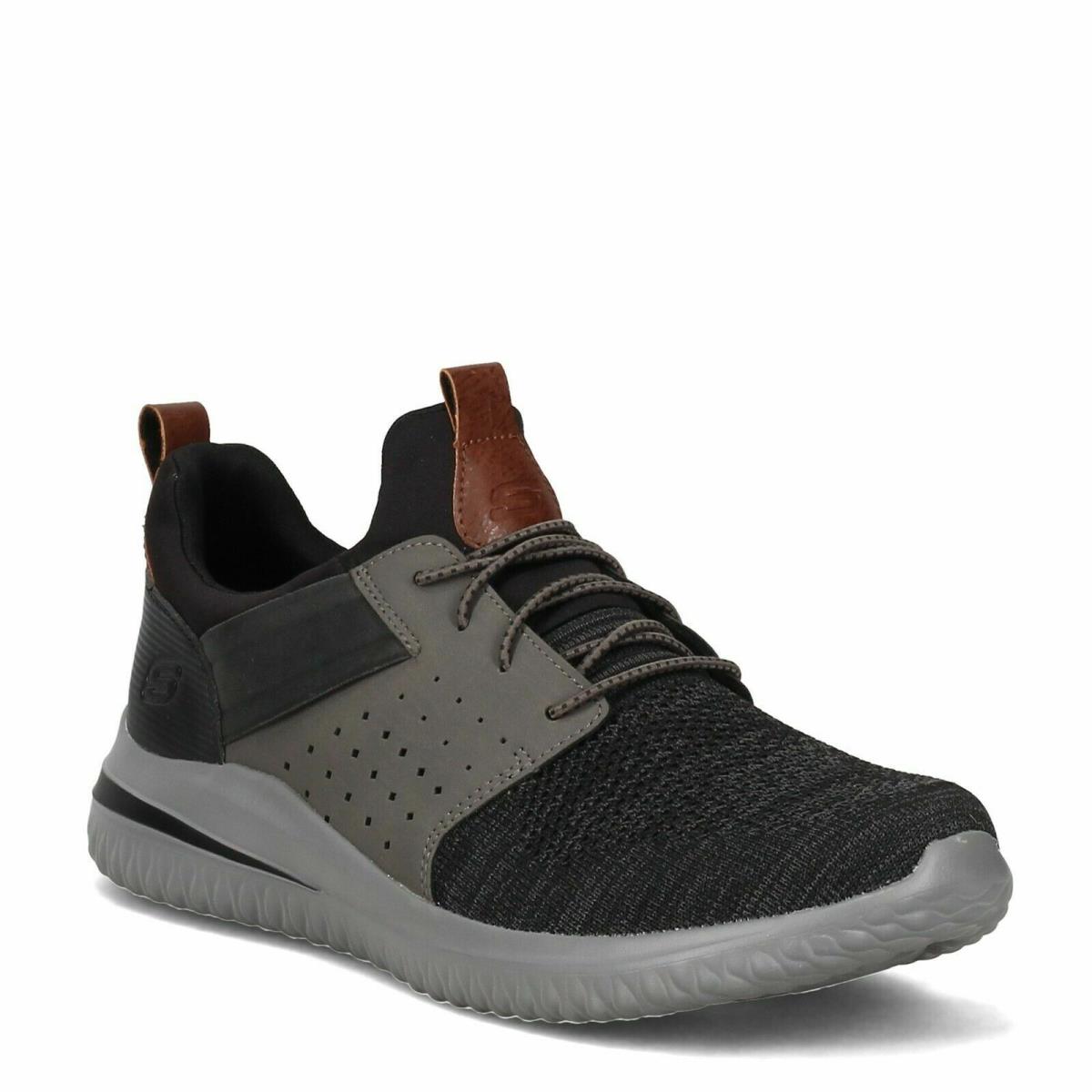 Men`s Skechers Delson 3.0-CICADA Slip On Shoes Size 9 Gray/black - Black / Gray