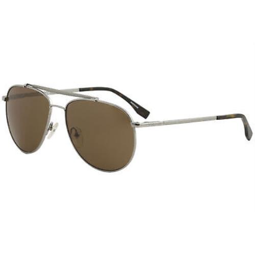 Lacoste Men`s L177S L/177/S 033 Gunmetal Fashion Pilot Sunglasses 57mm - Frame: Gray, Lens: Brown